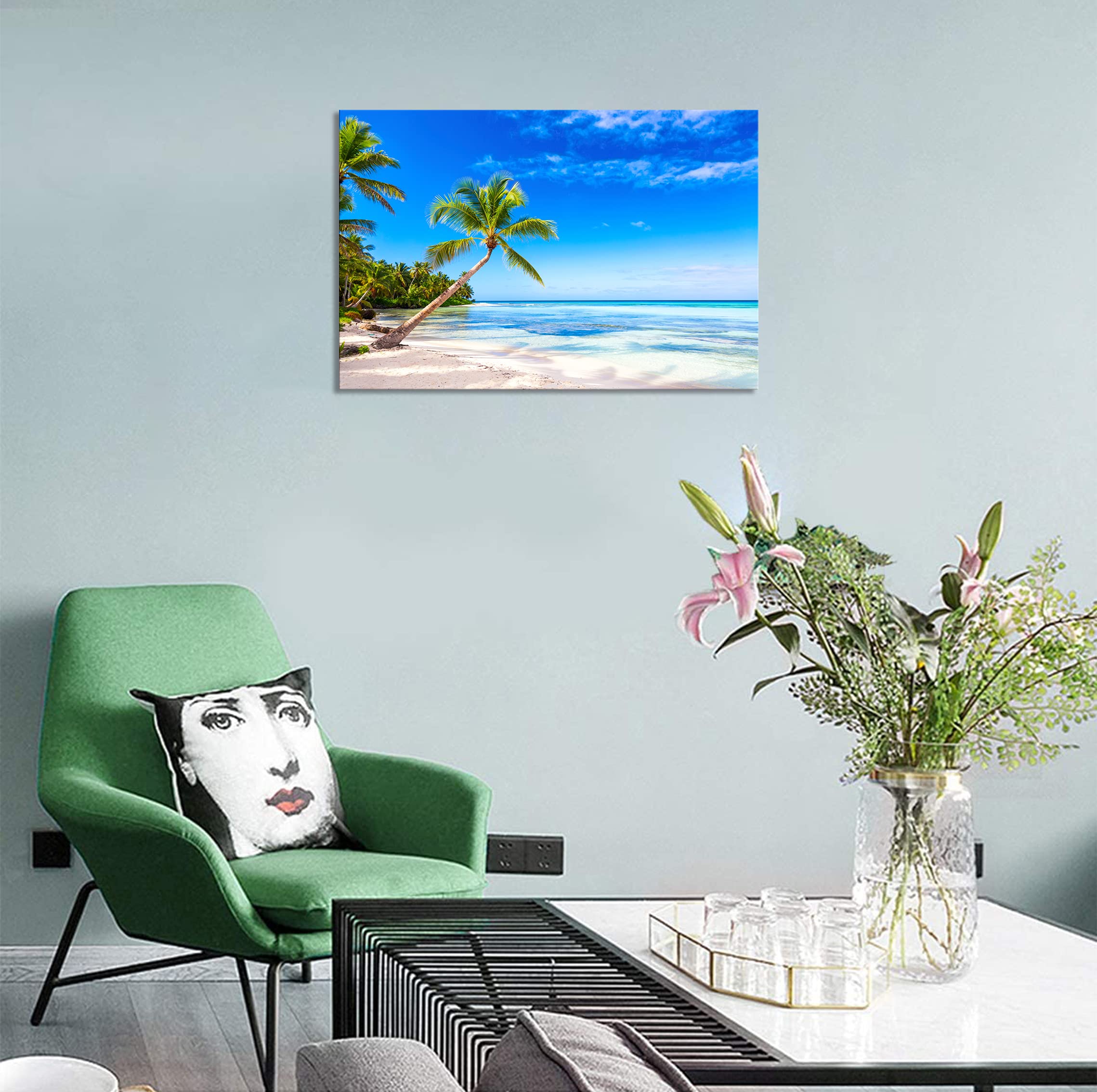 Amazon.co.jp: アートパネル 海 ポスター 絵画 ヤシの木 海の絵 青い空